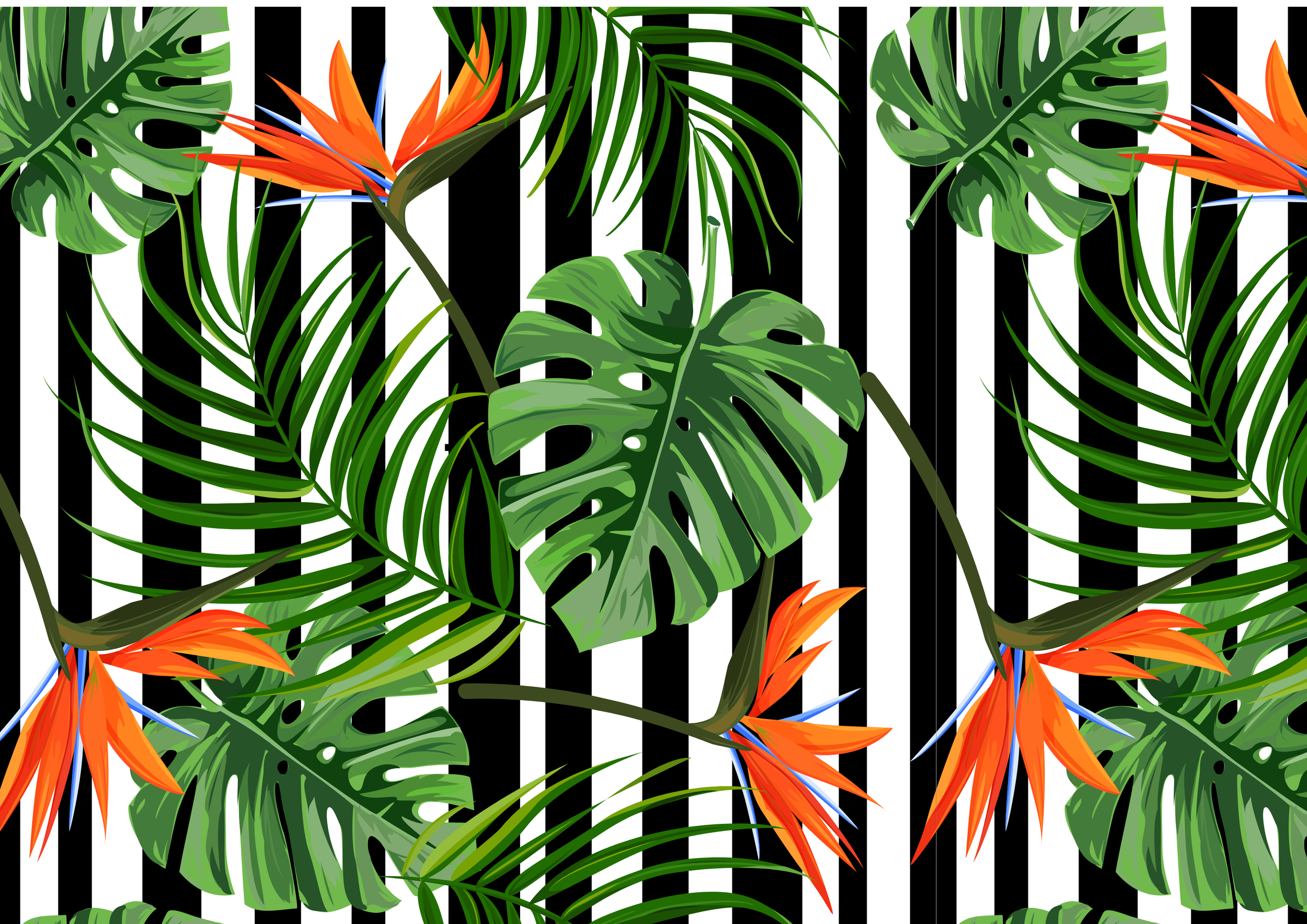Cake Wrap birds of Paradise and tropical leaves A4 & A3 Available