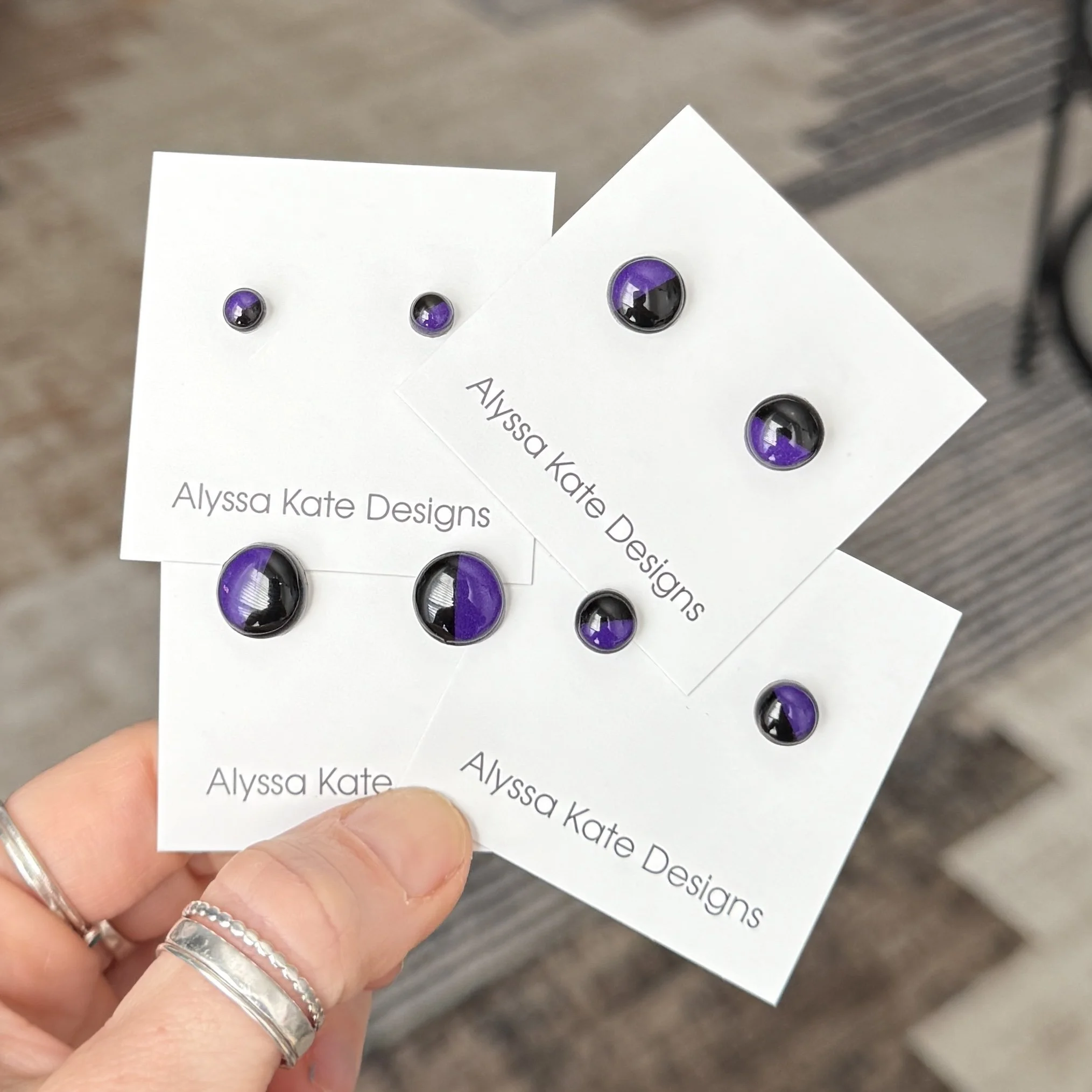 Black and Purple Game Day Stud Earrings | Game Day Collection