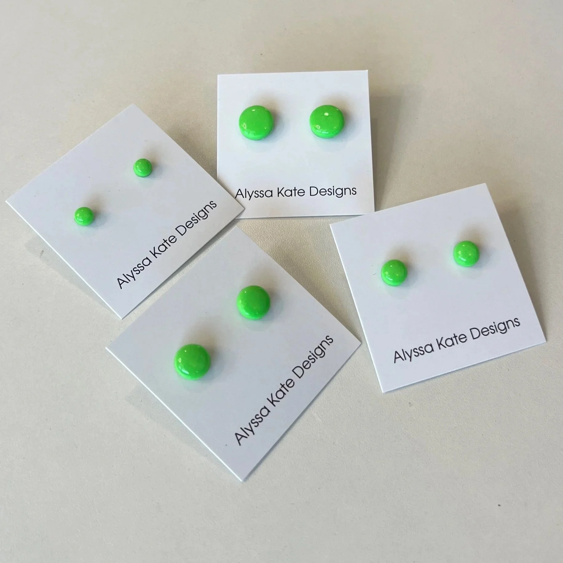 Neon Green Stud Earrings | Lucky Charm
