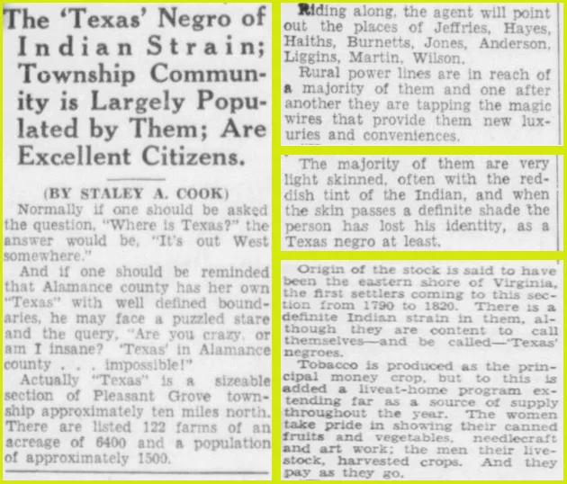 Cropped images of newspaper clipping from the December 12, 1938 Issue of The (Burlington) Daily Times-News.