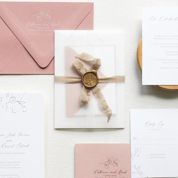 Gold Florette Wax Seals  Shine Wedding Invitations