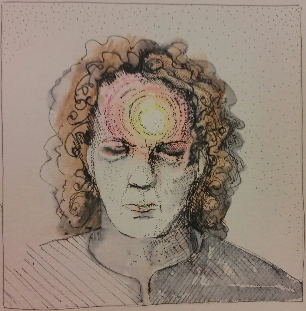My sister Alison is an artist and teacher. It was easiest for her to illustrate the pain from the tumour.
