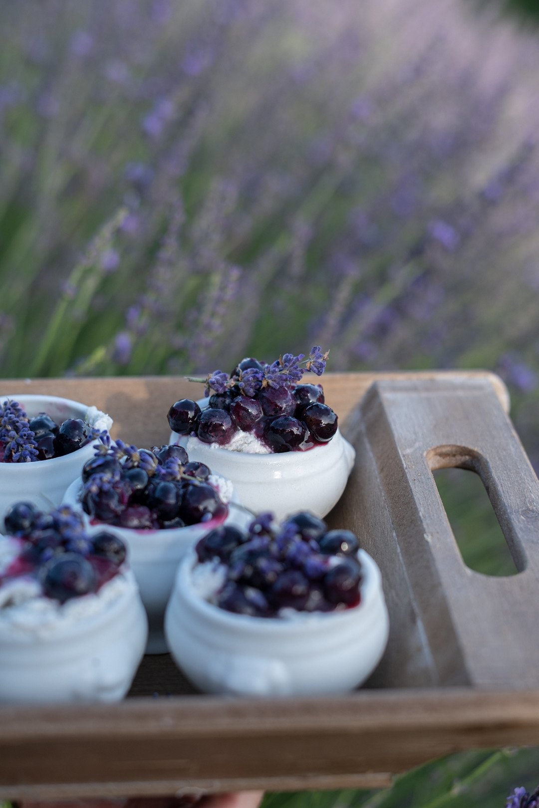 ICE CREAM WITH LAVENDER BLUEBERRY COMPOTE