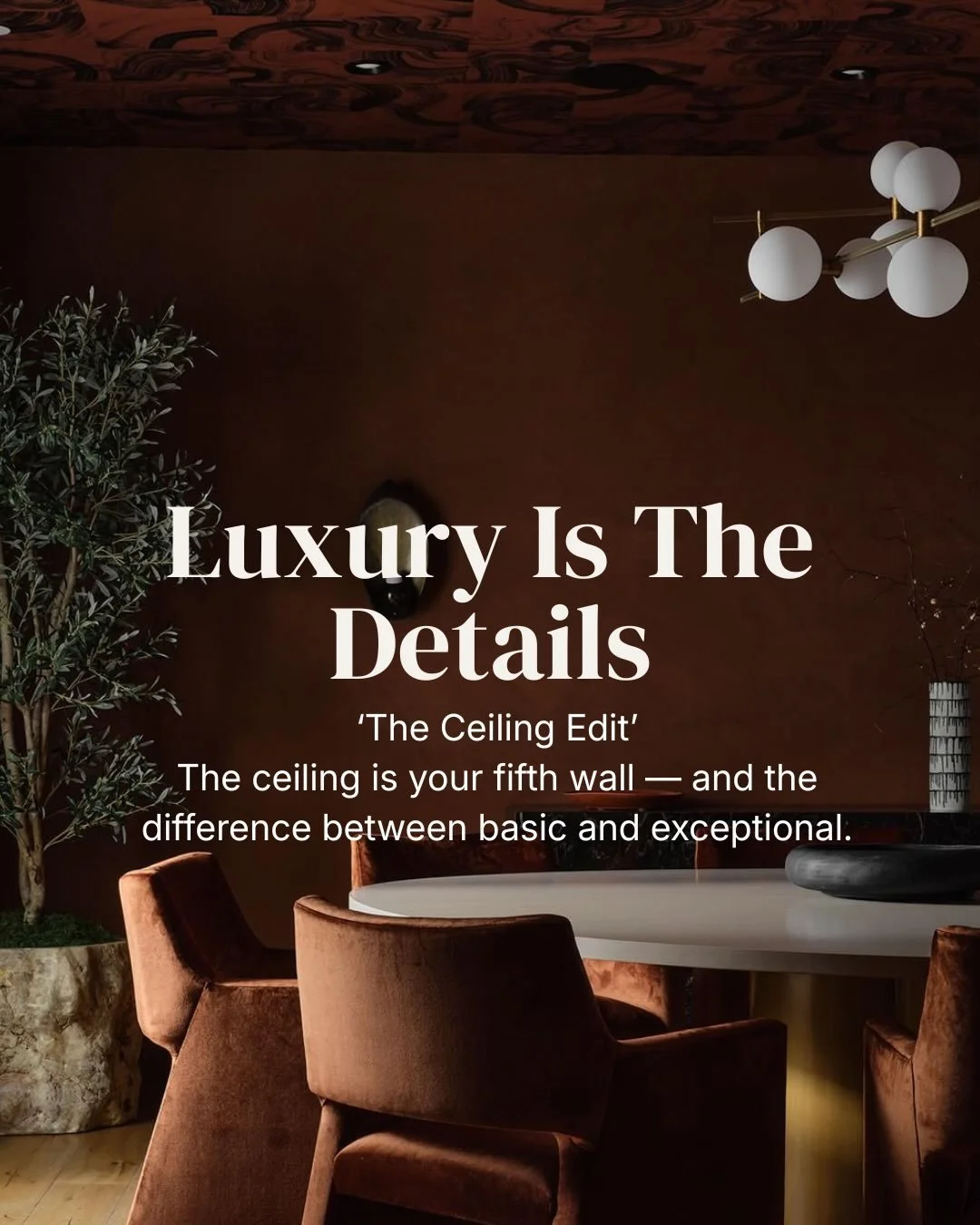 Most homes stop at four walls.
Exceptional homes don&rsquo;t.

The ceiling is what separates a nice space from a designed space.

It&rsquo;s where depth, light, and architecture come together quietly &mdash;
but change everything.

From subtle moldin