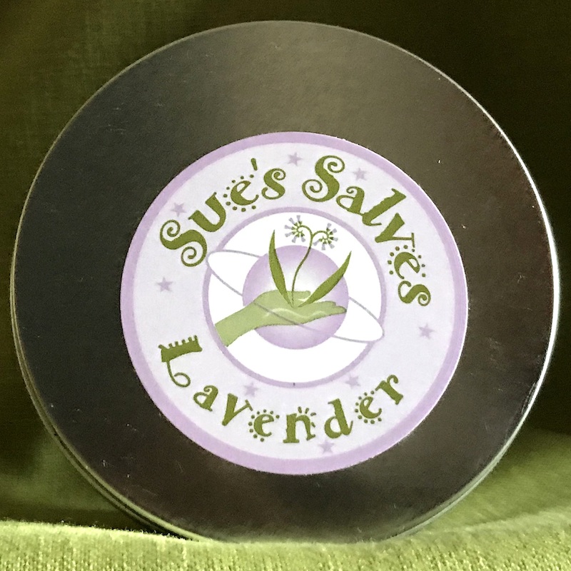 Lavender Salve tin for use on burns, bruises, excema, rashes, poison ivy, cuts, cracked skin, wounds, relaxing tension headaches