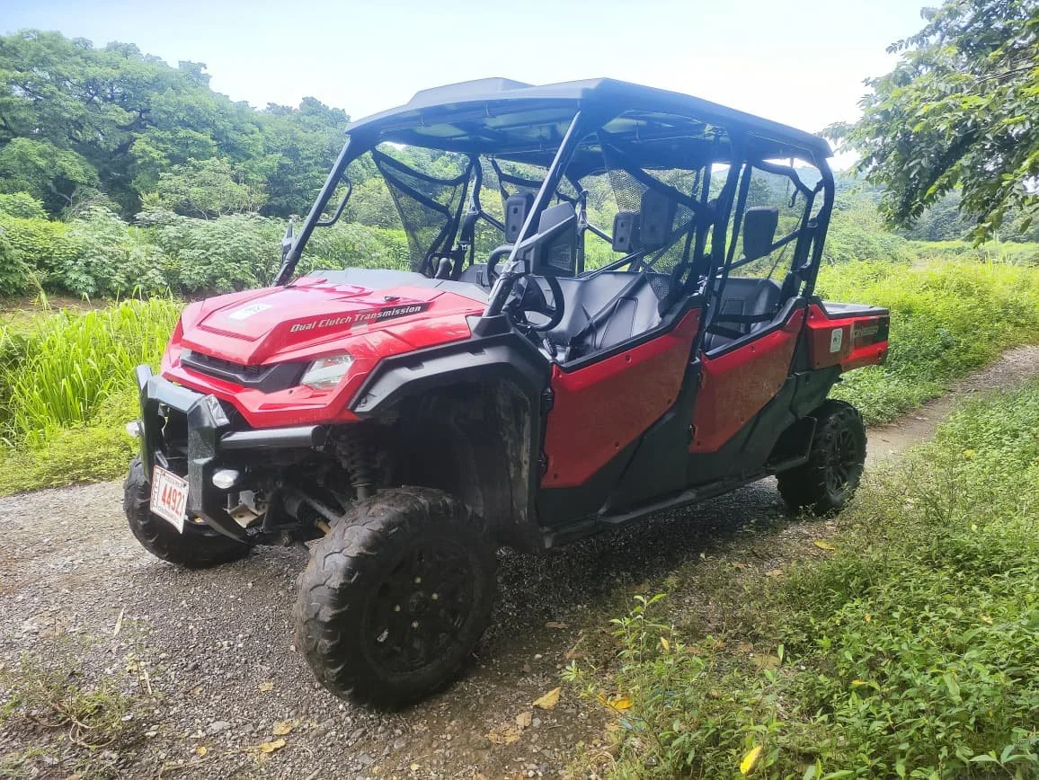 Large UTV parked in green grass