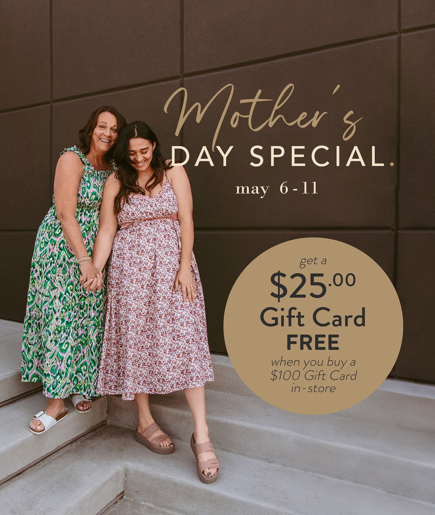 💐 Mother&rsquo;s Day Gift Card Special 💐 
at bfearless. 
[ May 6 - 11 ]

✨ get a $25 gift card FREE when you buy a $100 gift card in-store during the above dates! ✨

**Gift cards must be used after Mother&rsquo;s Day. Cannot be combined with other 