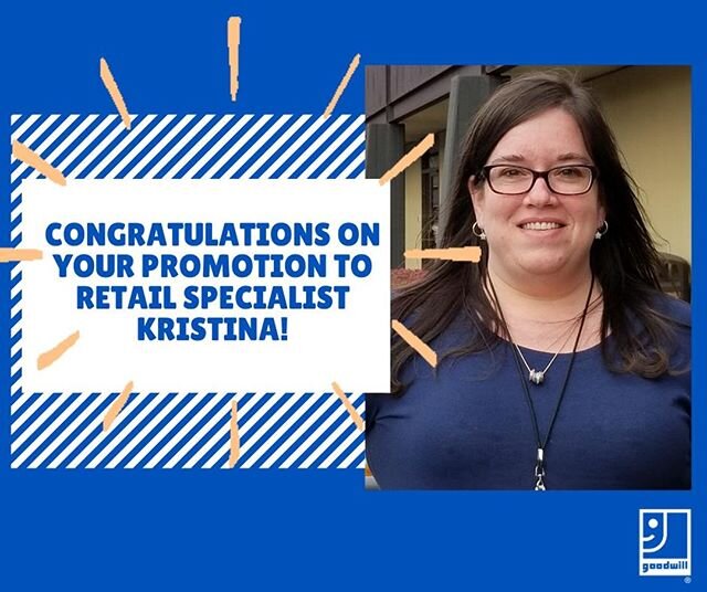 GOOD NEWS FRIDAY!

Congratulations Kristina Smith on your promotion to Retail Specialist.

We look forward to seeing the awesome things you will do for the Newnan Community.

Congratulations, you deserve it!

#GoodwillSR💙  #DonateStuffCreateJobs