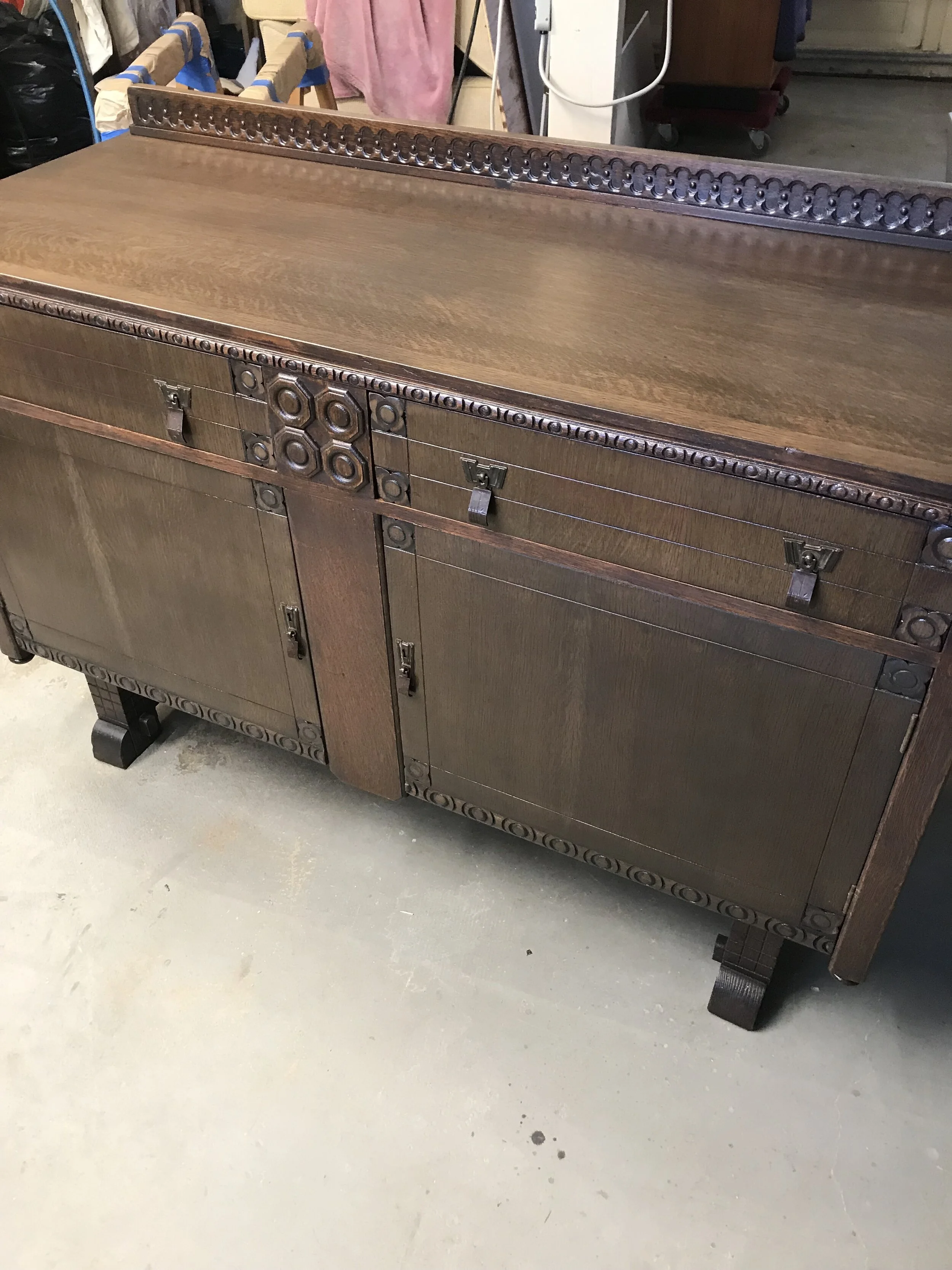 Beautiful Antique dresser. The surface was damaged. with dents and cracks