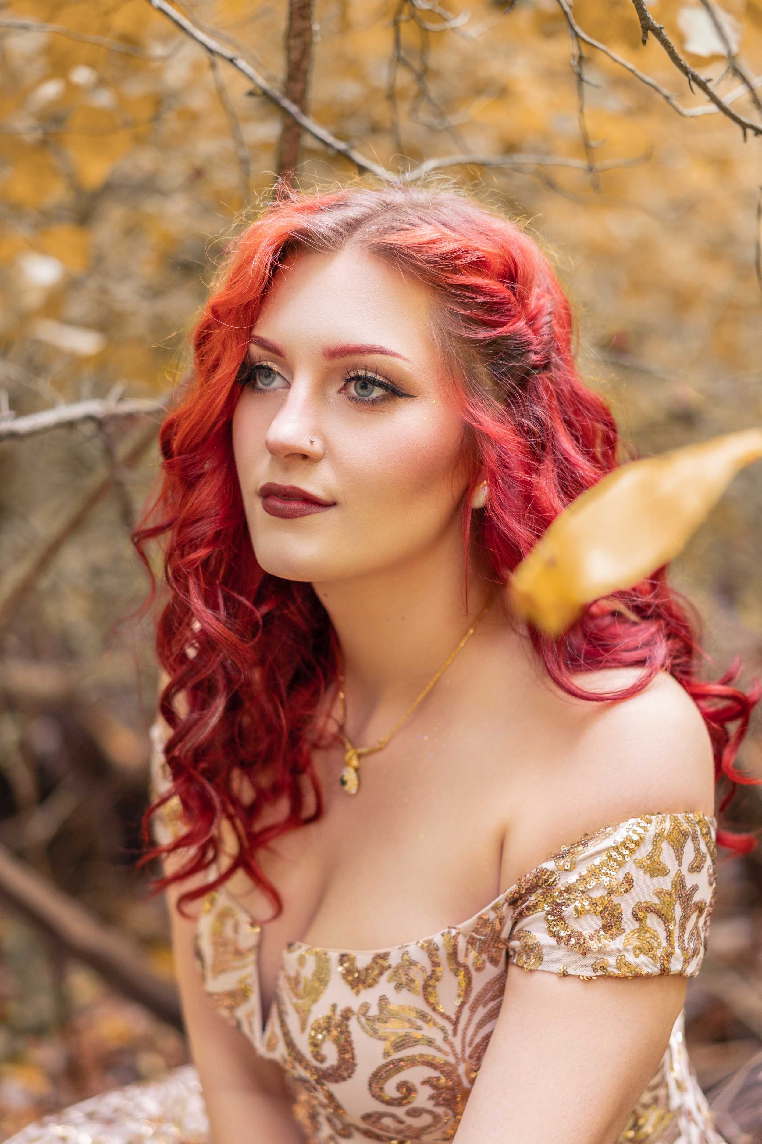 Fine art senior portrait featuring autumn colors in Northern Indiana by James Russell Photography.