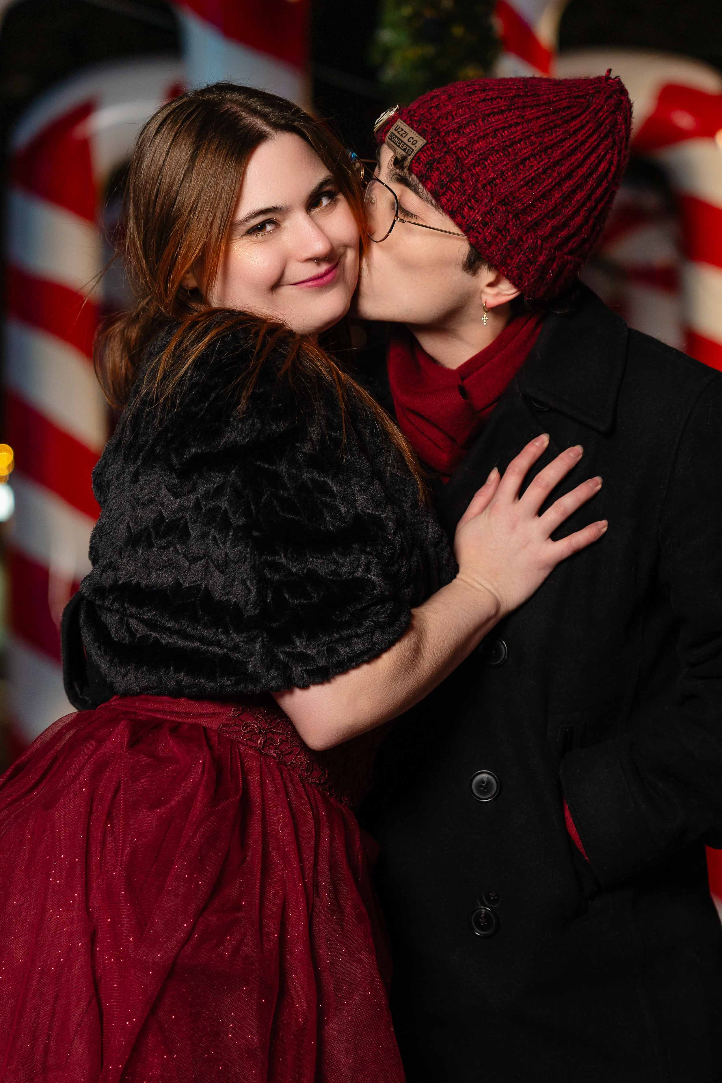 Romantic winter couple session in Michiana by James Russell Photography featuring a holiday-themed outdoor shoot in Indiana.