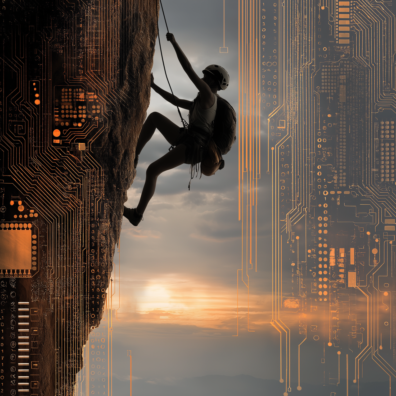 Photography | Features authentic human moments with subtle AI and tech overlays