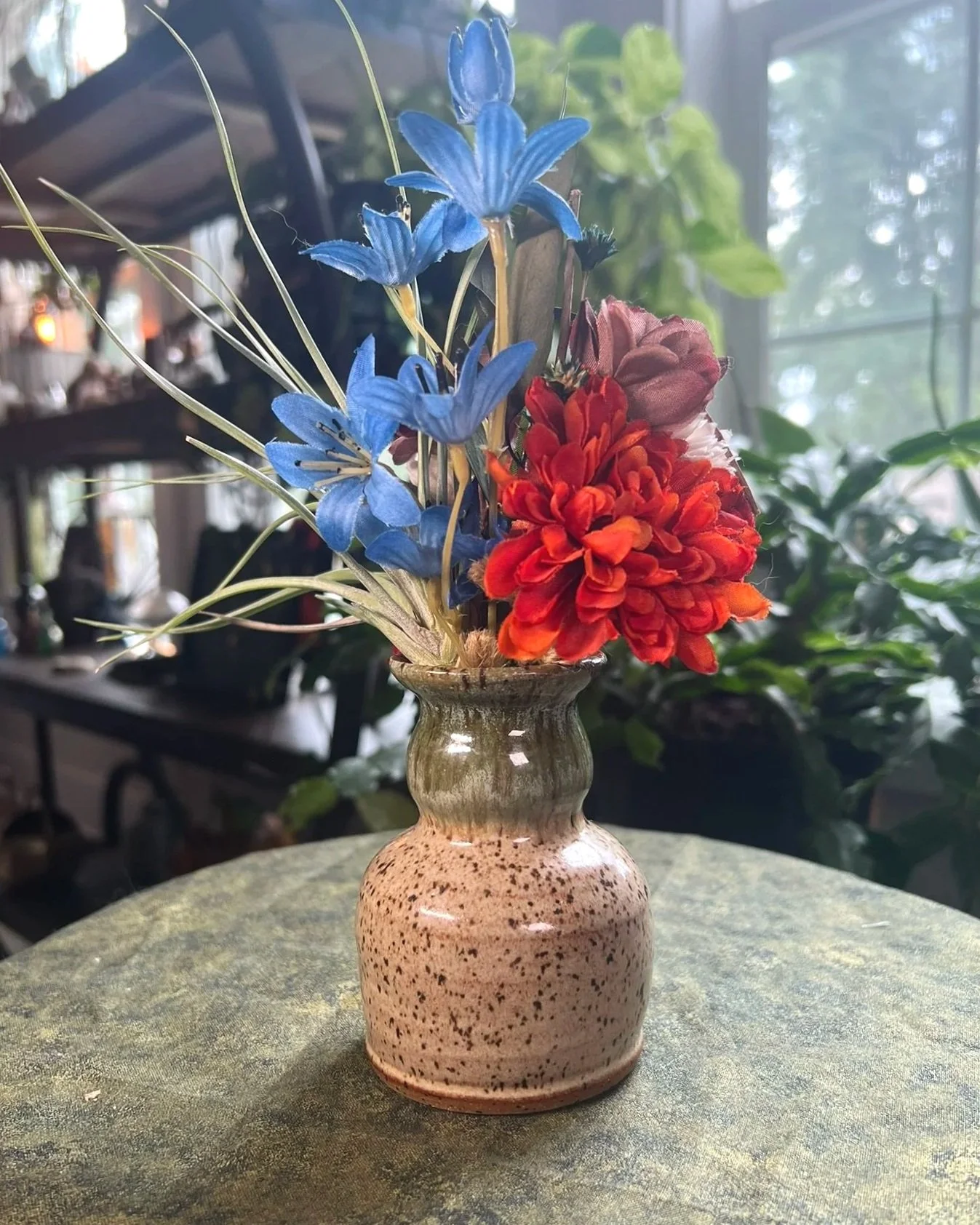 Speckled Moss Narrow Neck Vase