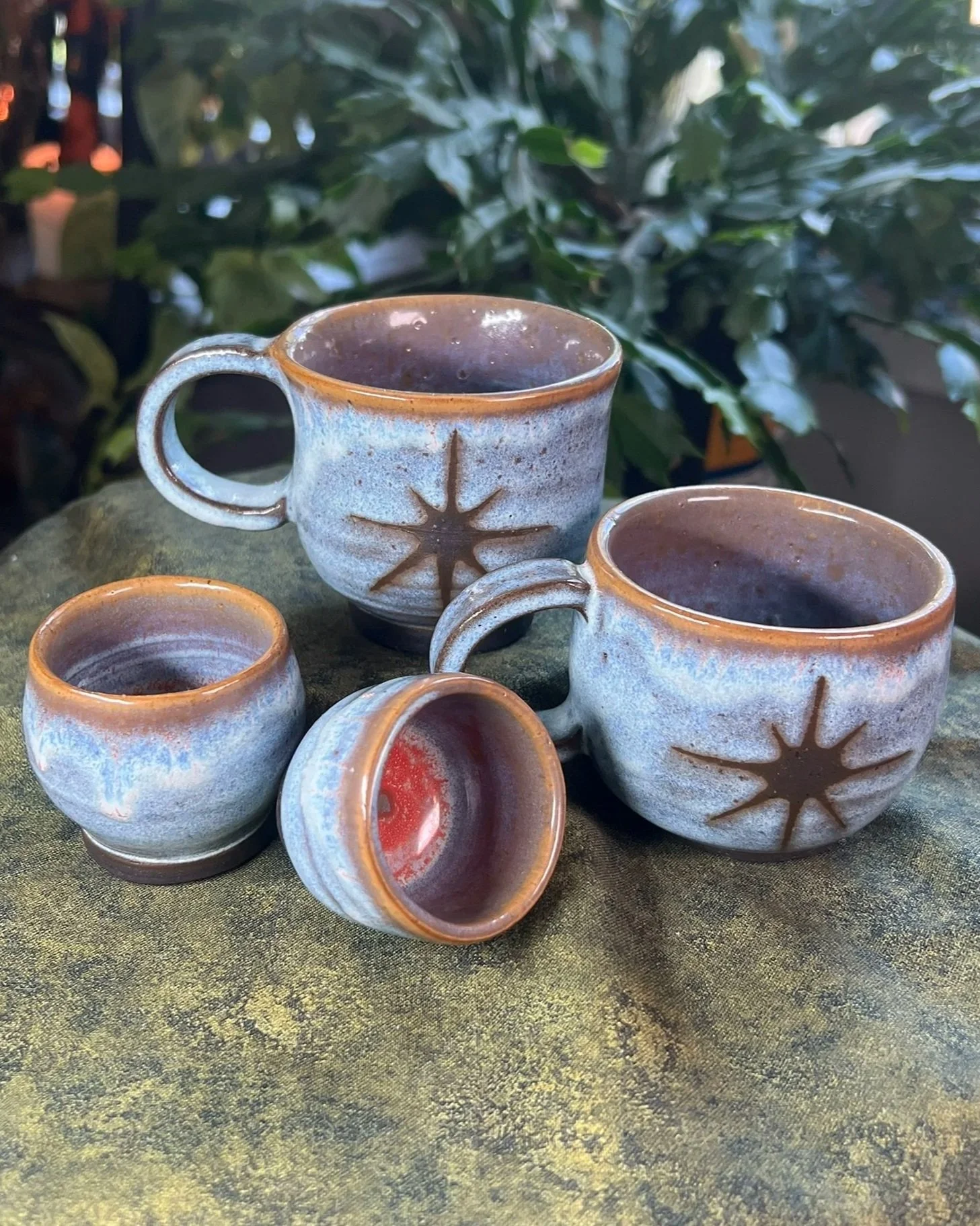 Blue & Red Star Mugs and Sake Cups