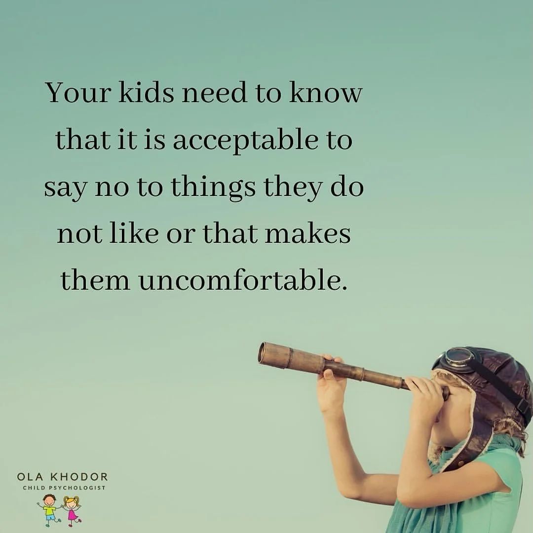 It's important to encourage kids to trust their own instincts. Teach them that if someone makes them feel uncomfortable or if they feel like something is just not right, even if they can't explain why, they need to say NO and walk away immediately. T