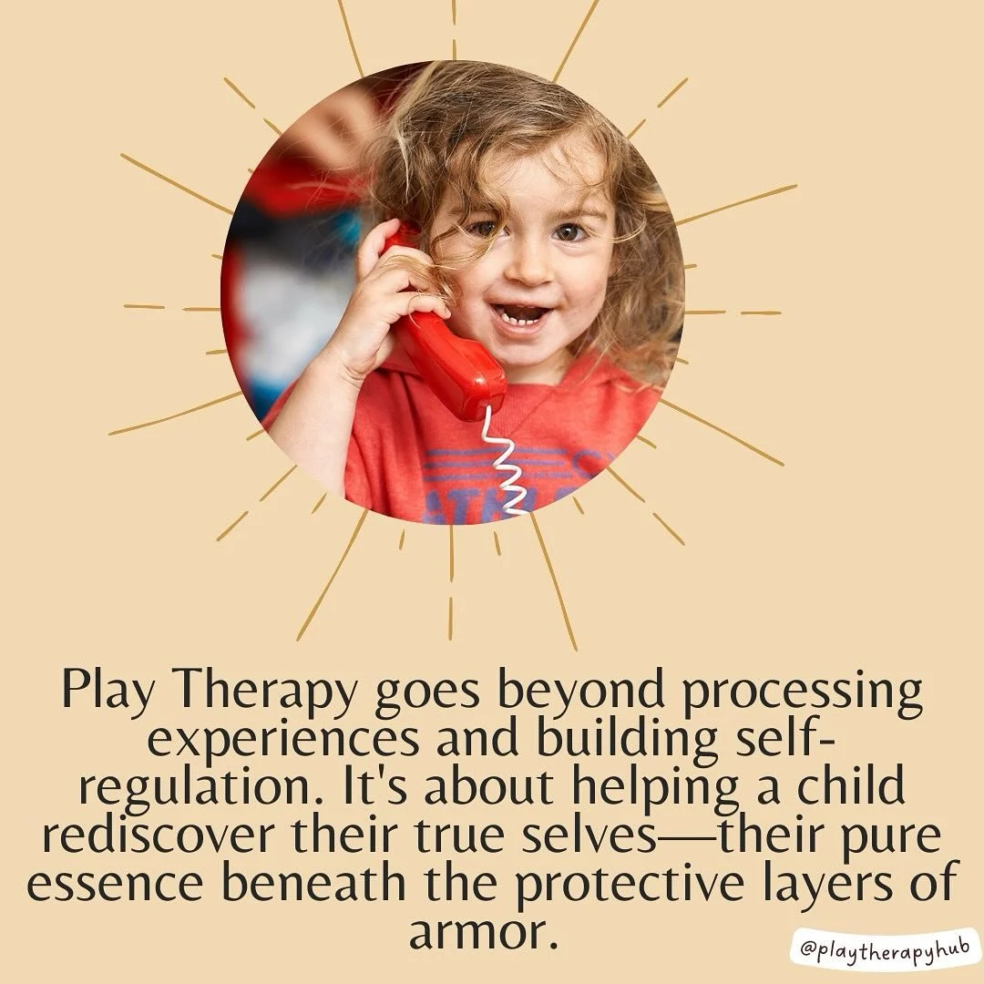 Play Therapy goes beyond processing experiences and building self regulation. It's about helping a child rediscover their true selves - their pure essence beneath the protective layers of armor.

Repost: @playtherapyhub
