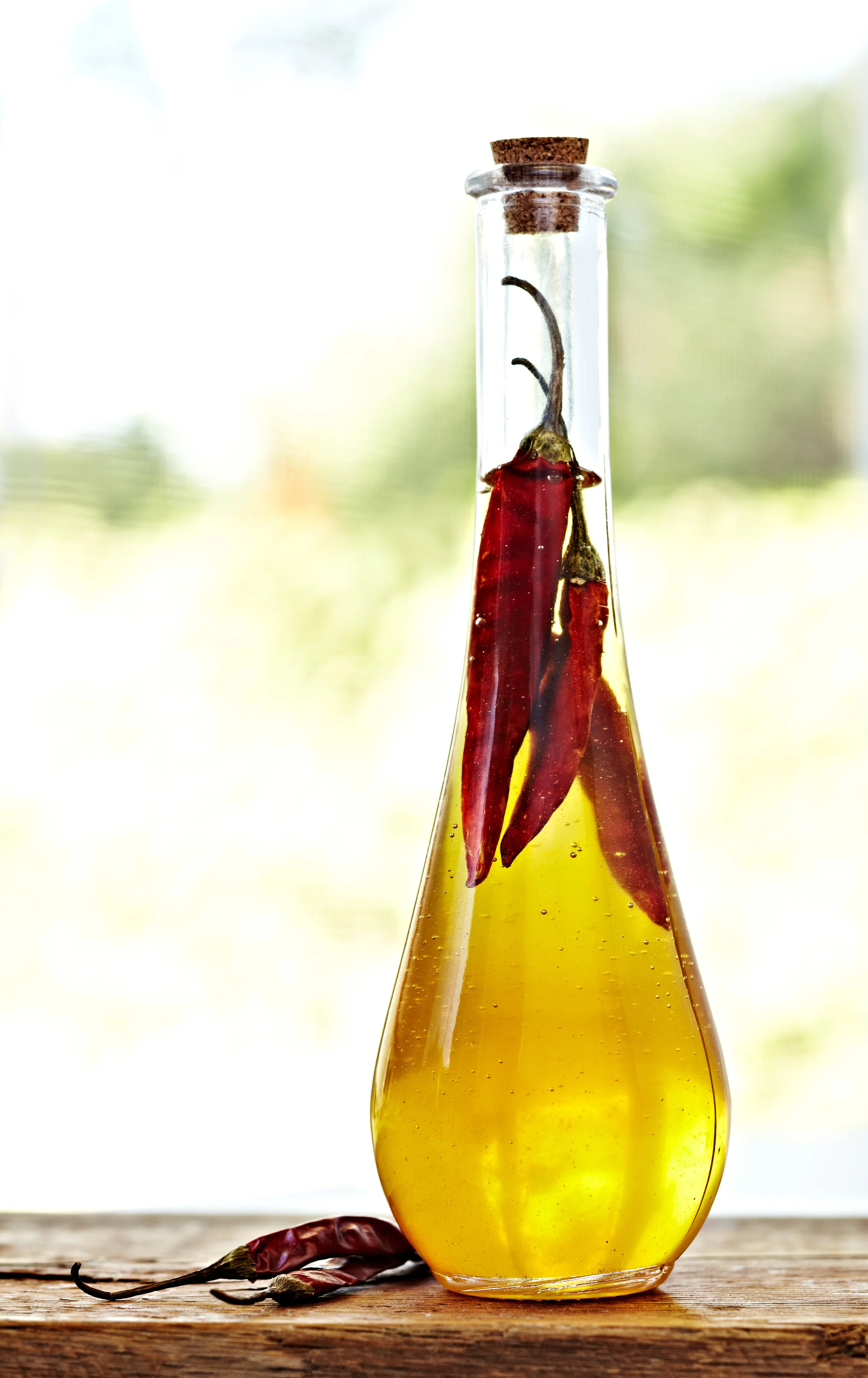 Chili pepper infused honey in bottle