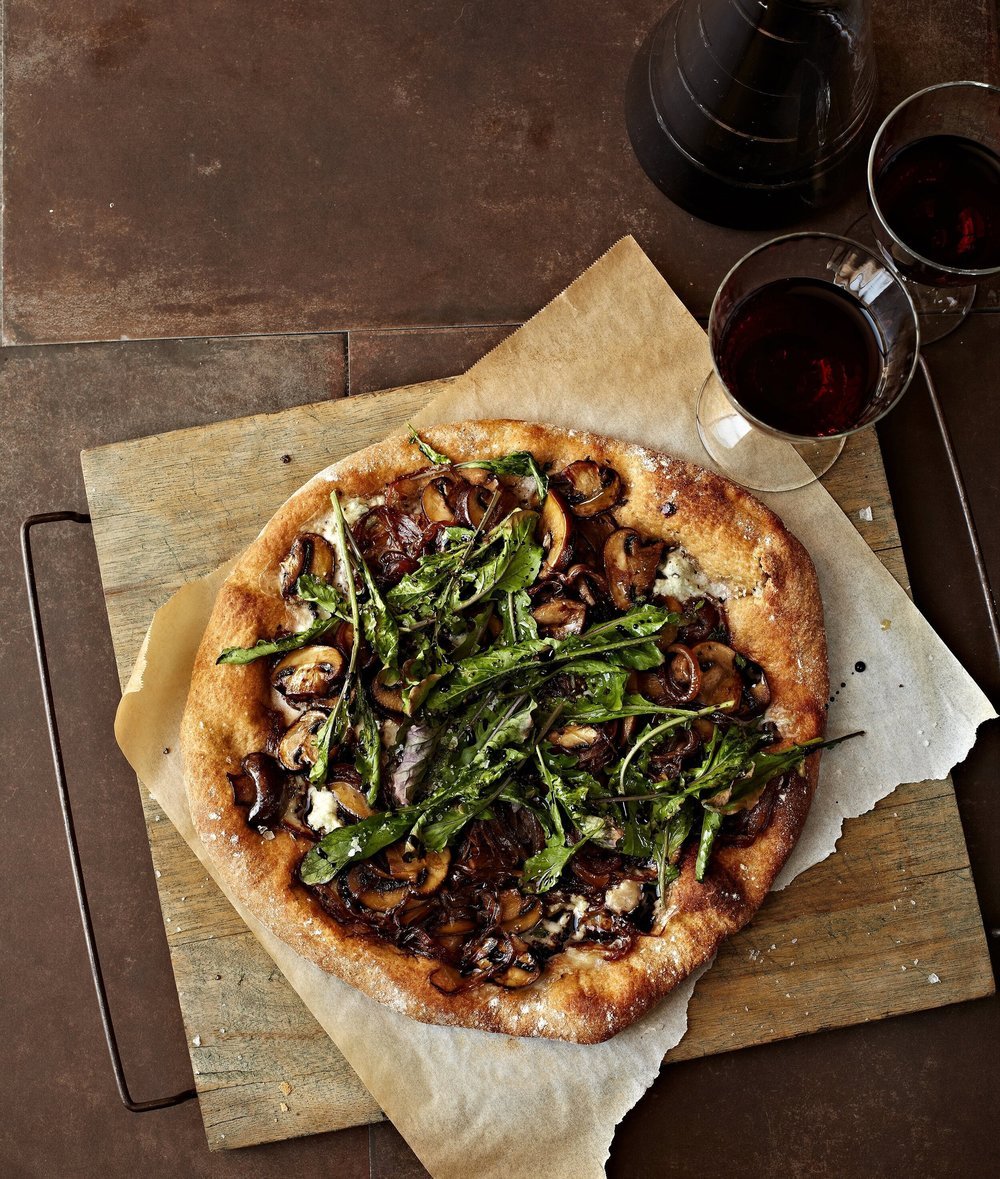 Mushroom and Arugula Pizza / Crystal Cartier - Cookbook Food Photographer LA