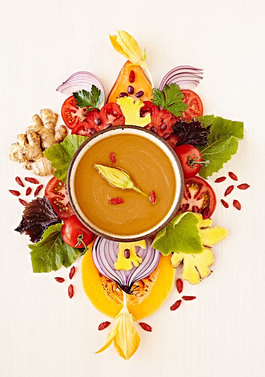 Vegan Soup Mandala / Crystal Cartier - Cookbook Food Photographer Los Angeles