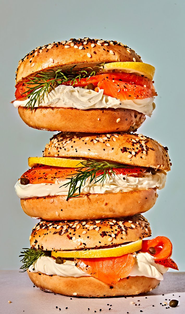 Stacked Bagels with Lox