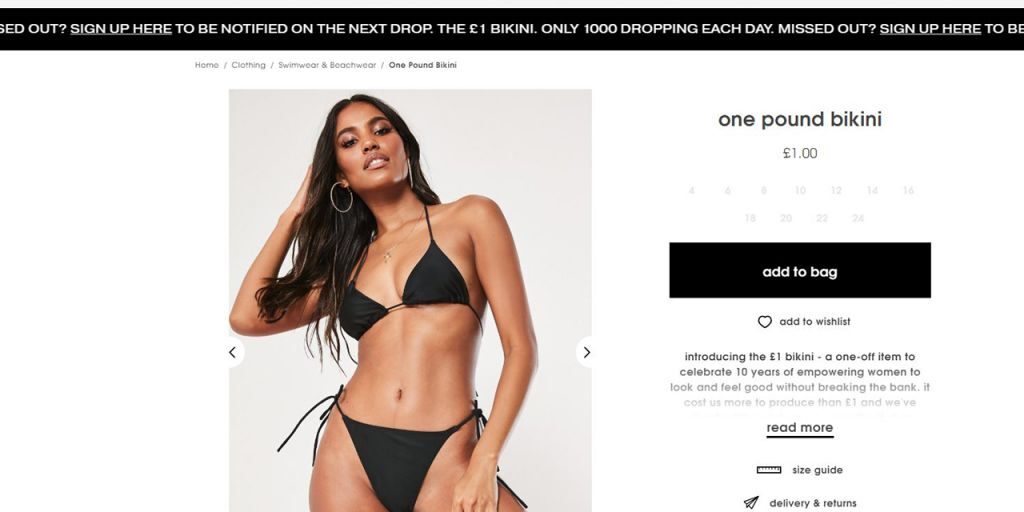  The sales blurb on the bikini actually claims to be celebrating “empowering women” 