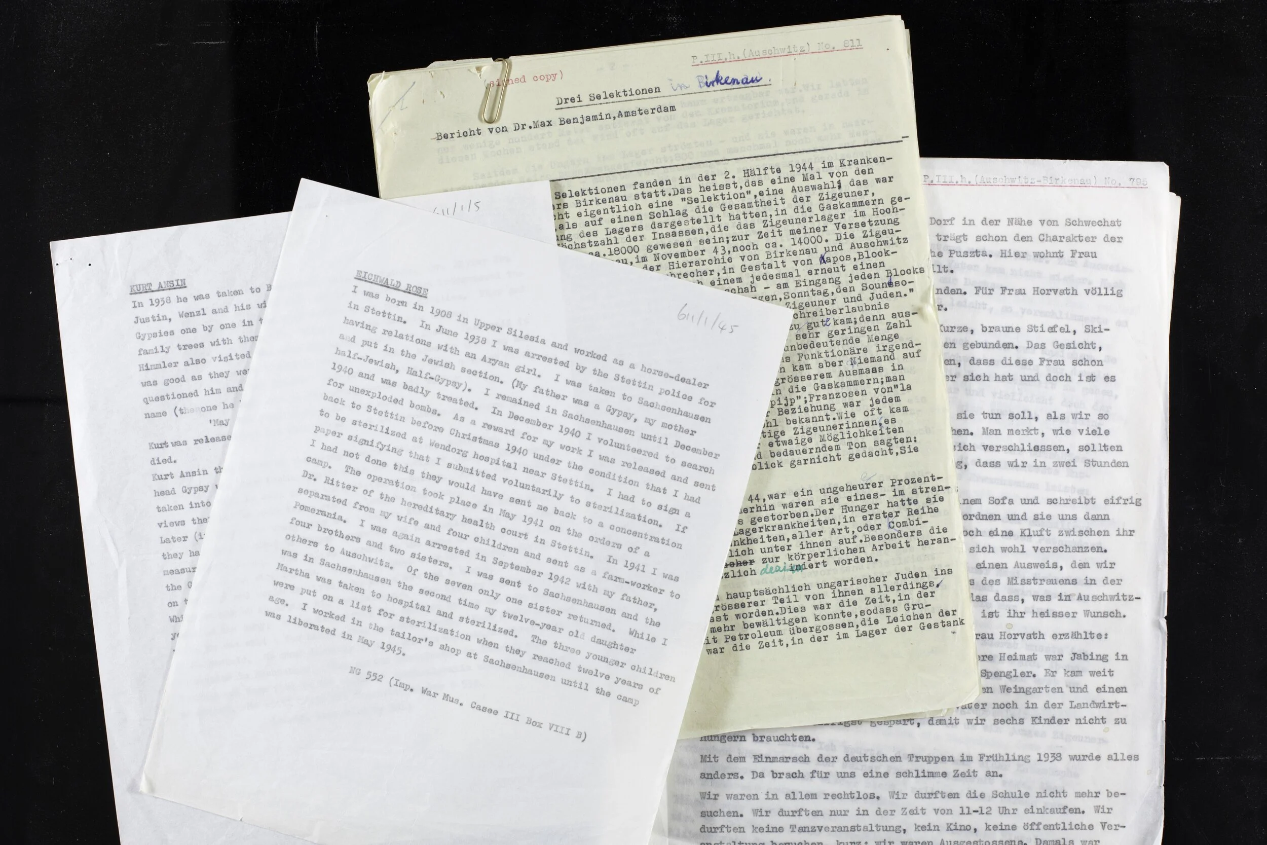 Unpublished accounts collected in the 1950s as part of The Wiener Library's project to gather eyewitness accounts of the HolocaustSource: Wiener Holocaust Library Collection