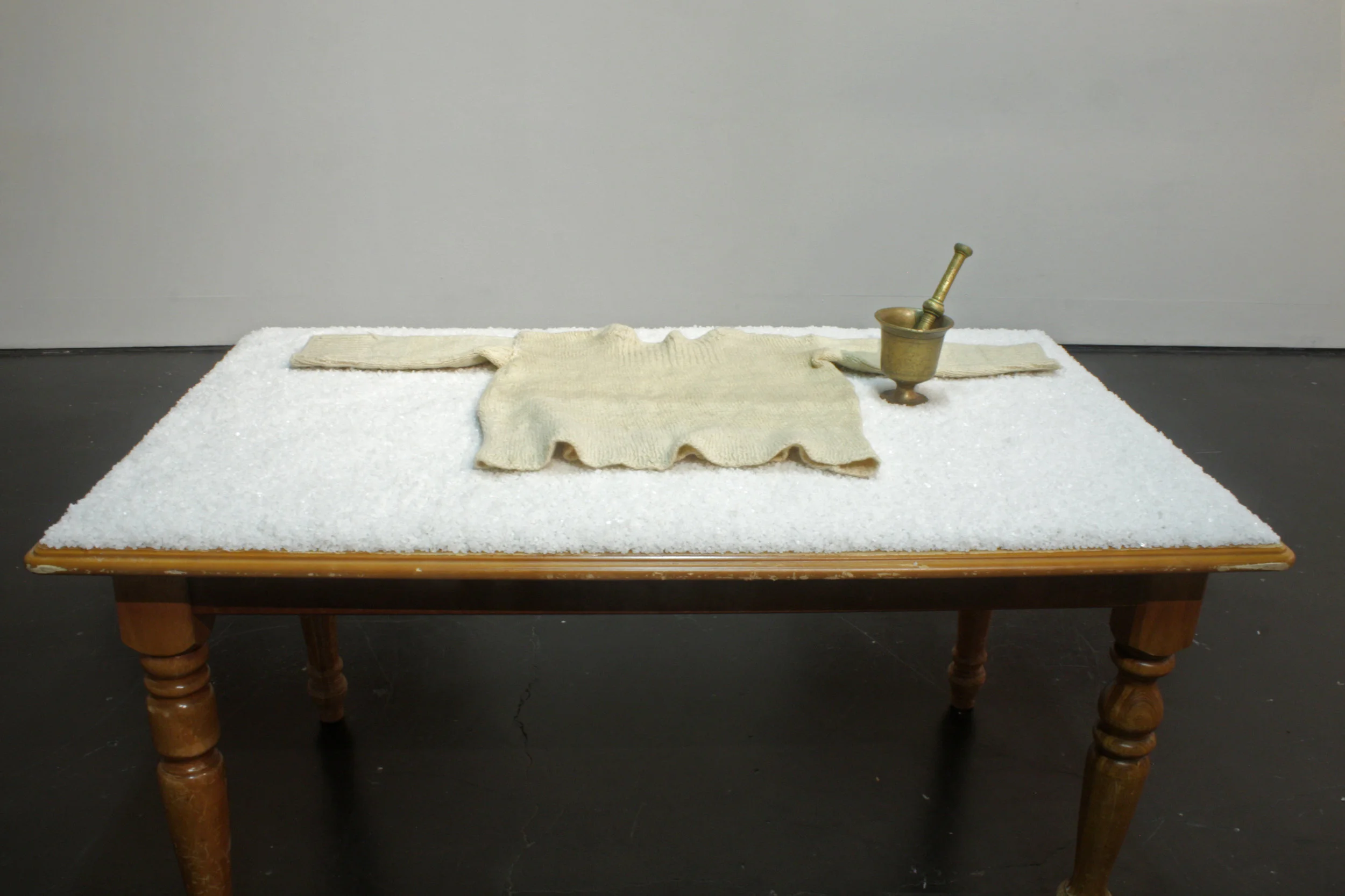    My sister’s table, my father’s garment, my mother’s mortar and pestle  , 2013 