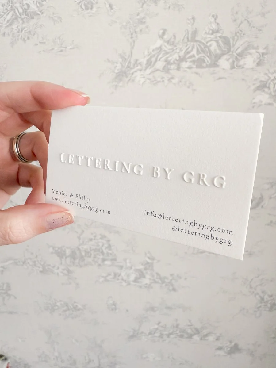 embossed business cards — LETTERING BY GRG