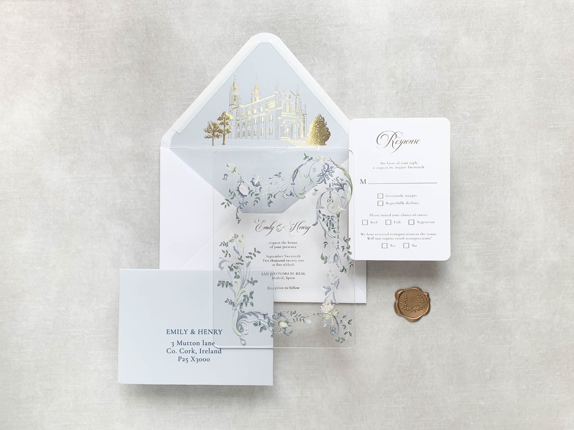 Acrylic wedding invitation — LETTERING BY GRG