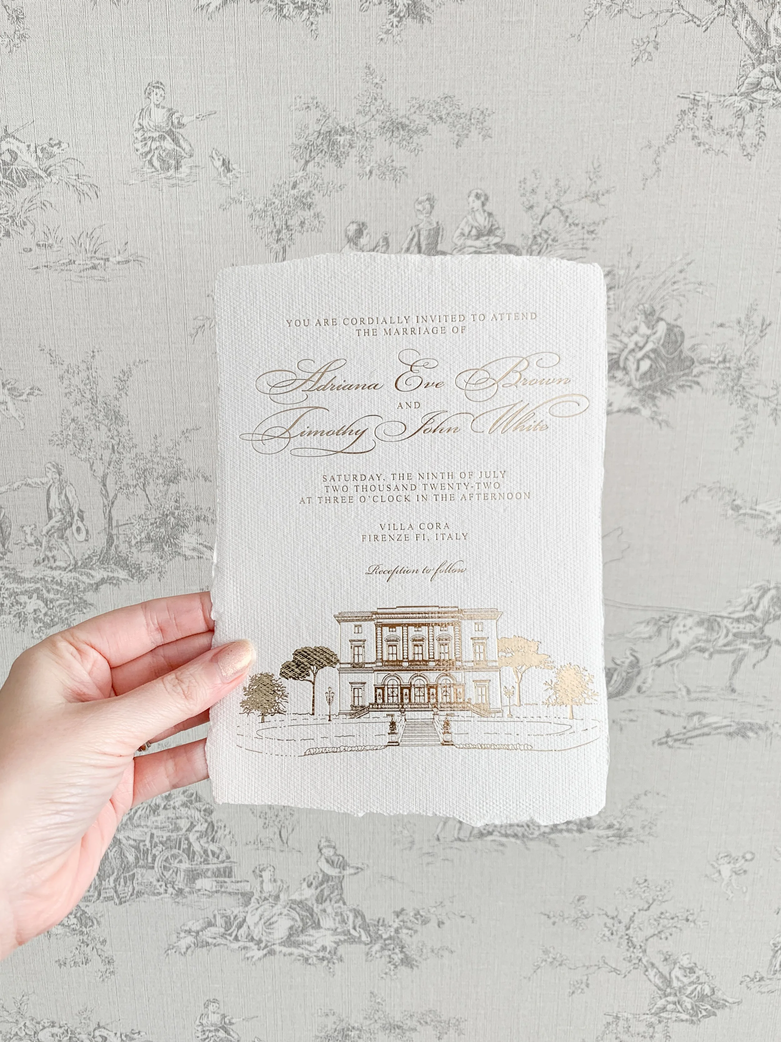 Handmade cotton paper wedding invitations — LETTERING BY GRG