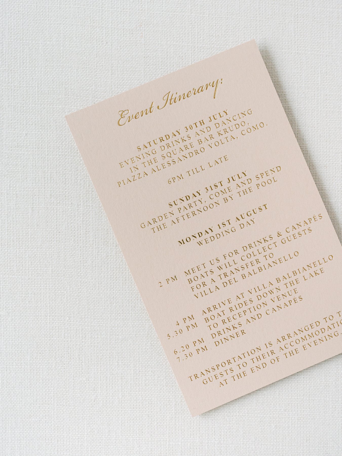 Event Itinerary card