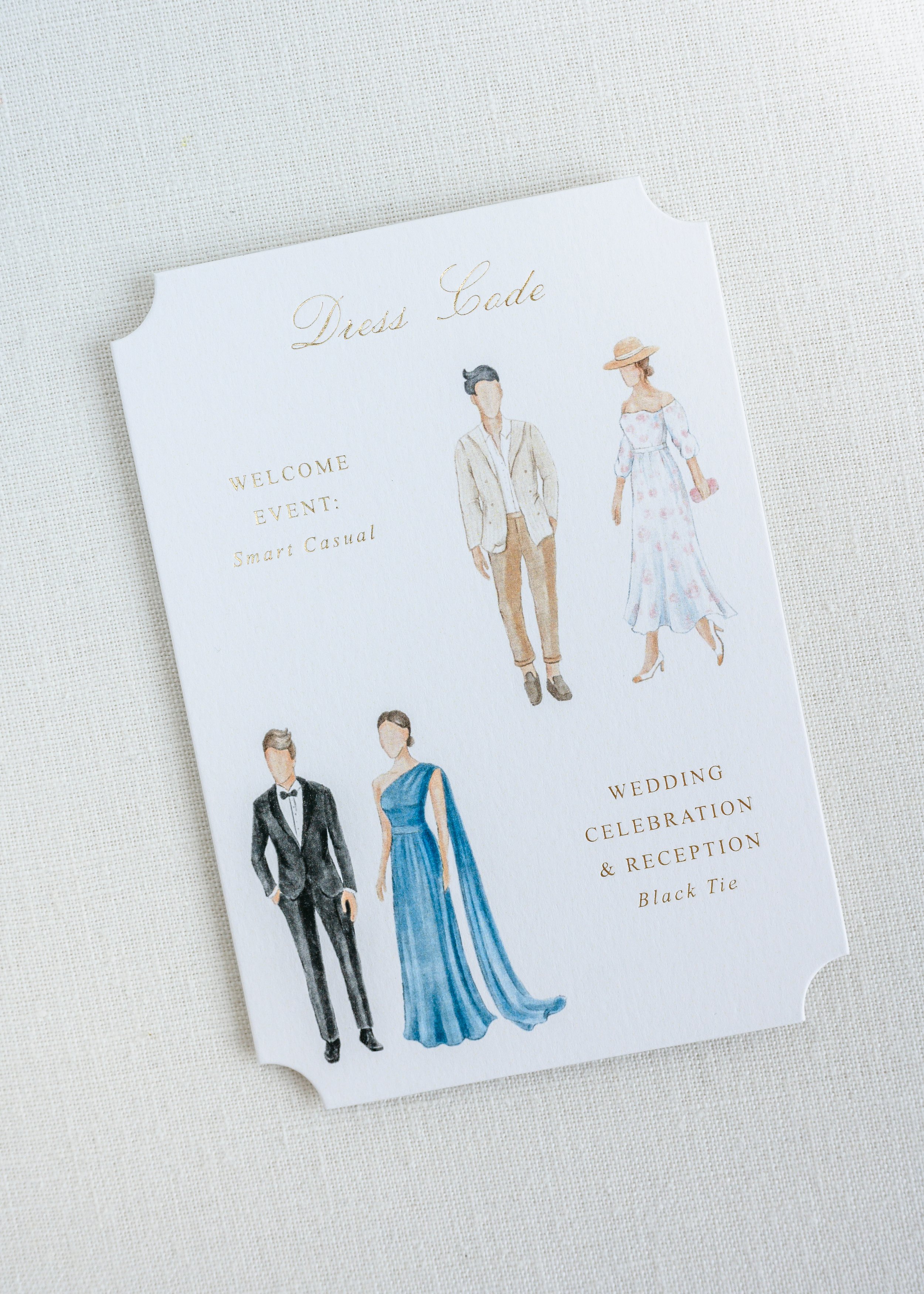 Sample of a Wedding Guest Dress Code Card