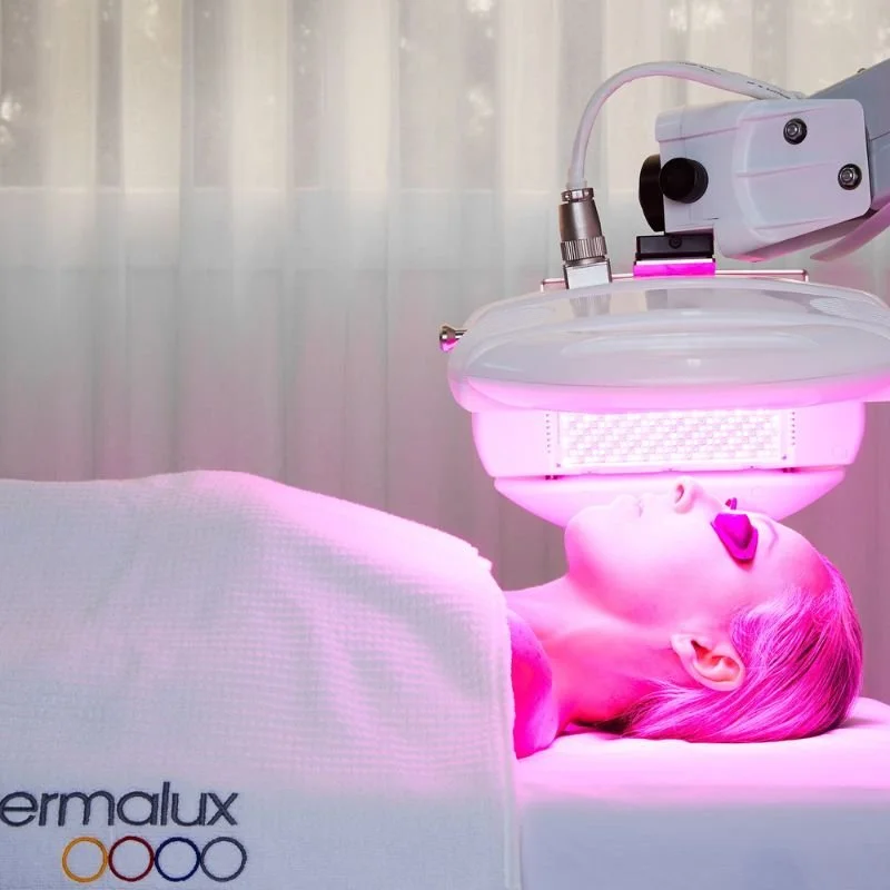 Person having light therapy