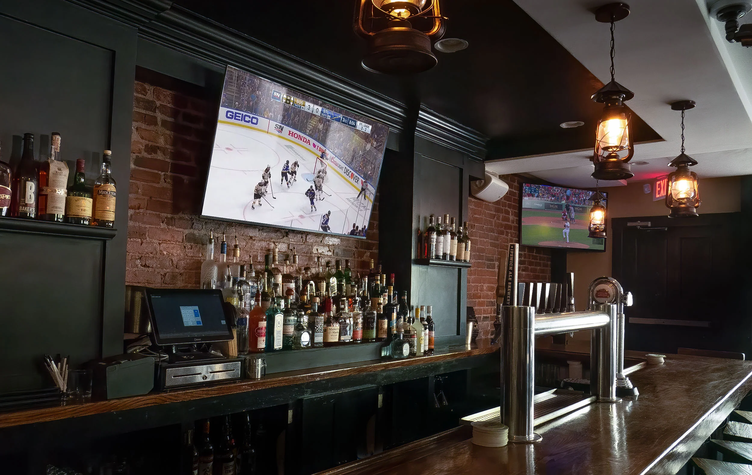 Bar area installation at Baramor in Newton, MA.