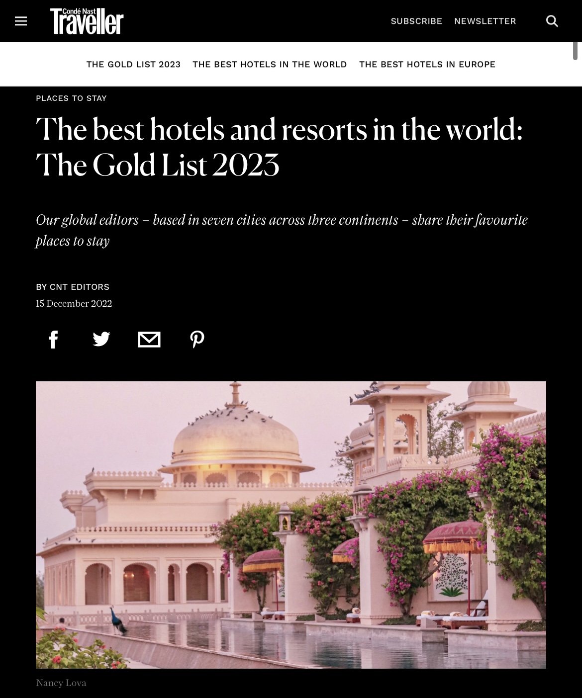  Condé Nast Traveller The Gold List 2023