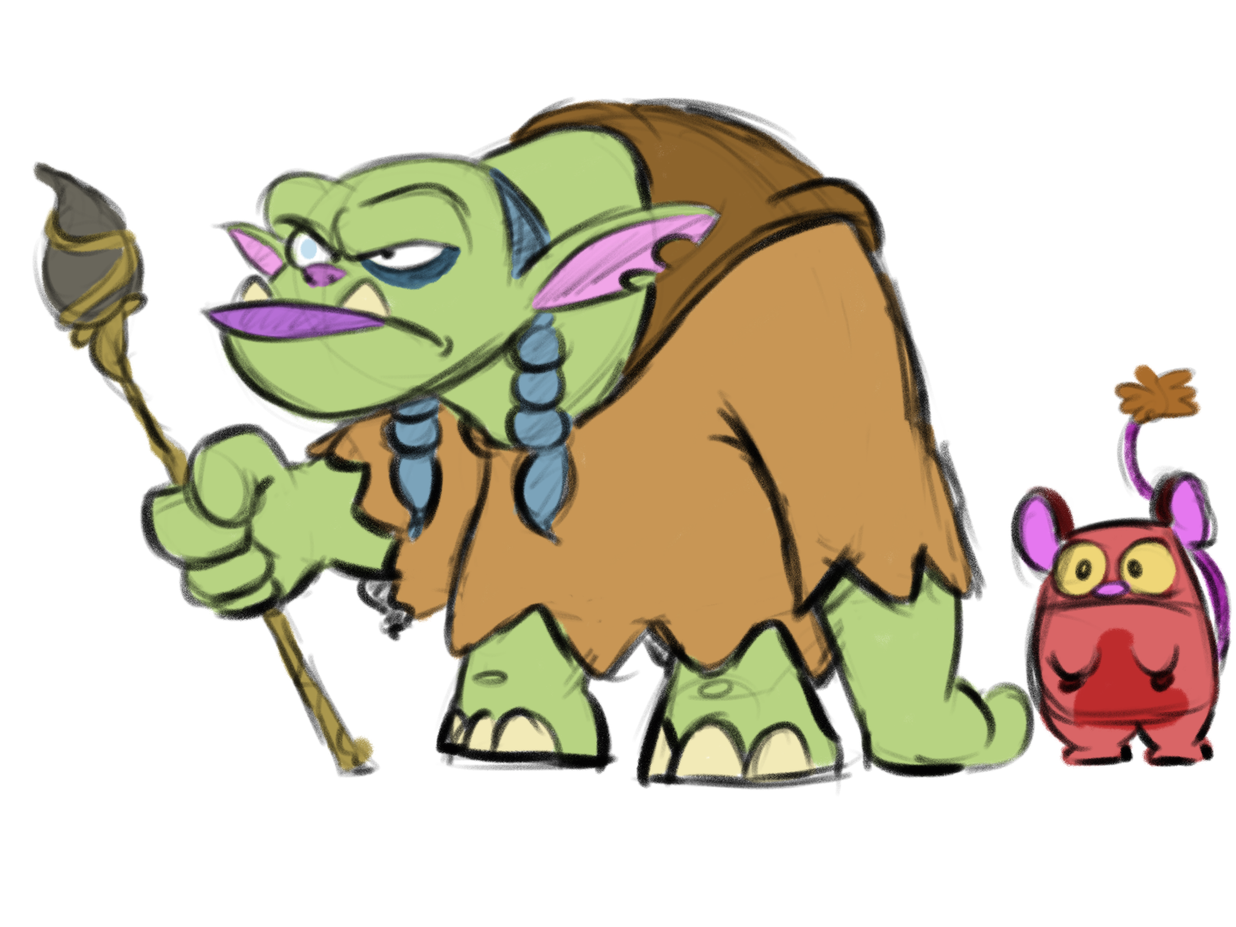 A drawing of a witch and her sidekick created at Cartoon Camp in Barrie, ON