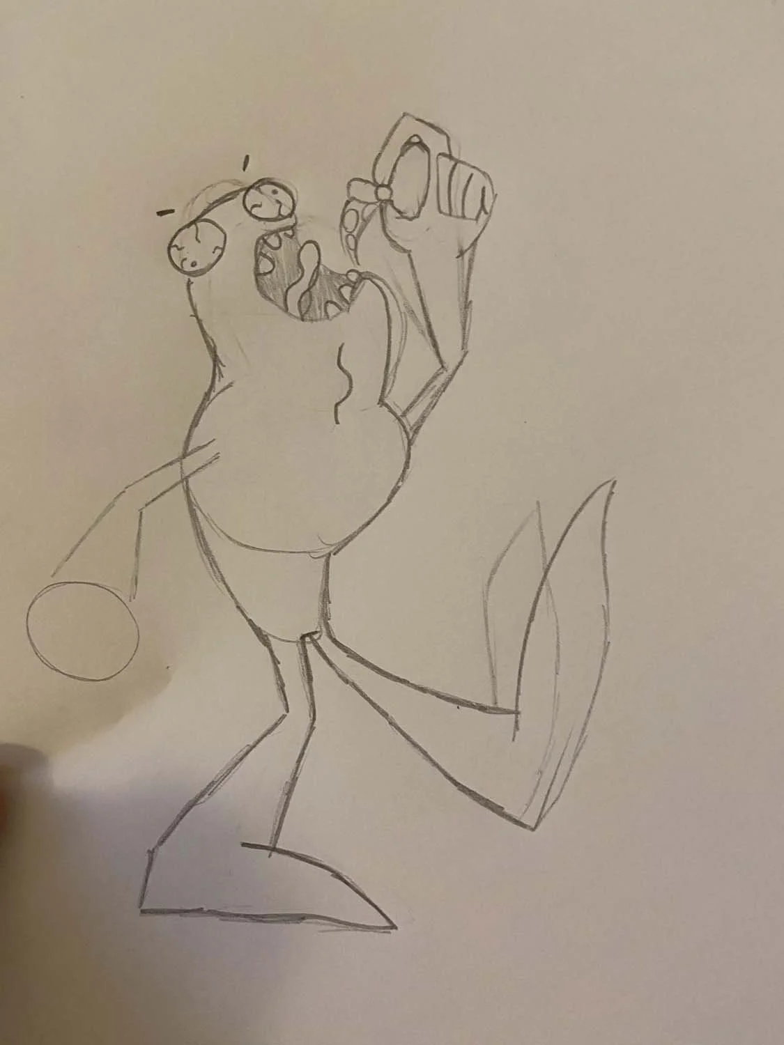 A monster eating pizza drawn by a student in Upchuckle Education's art classes, in Barrie Ontario