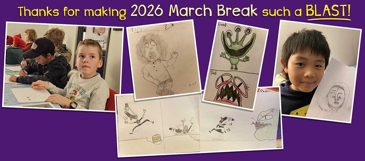 Thanks for making Upchuckle Education's 2026 March Break Cartoon Camp such a BLAST! Lots of creativity, learning & fun in Barrie, ON!
