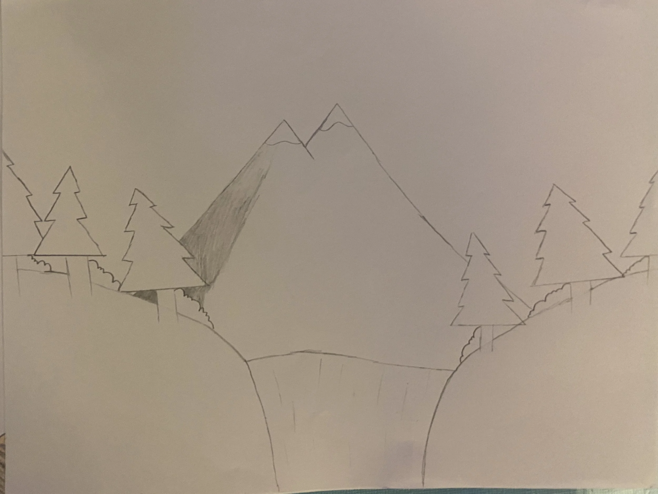 A drawing of a landscape done by a student at Cartoon Camp, in Barrie, ON