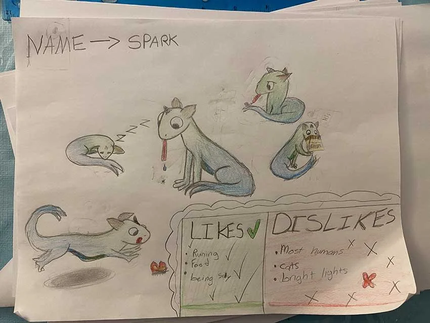 A wonderful creature design by one of our students at Cartoon Camp this March Break!