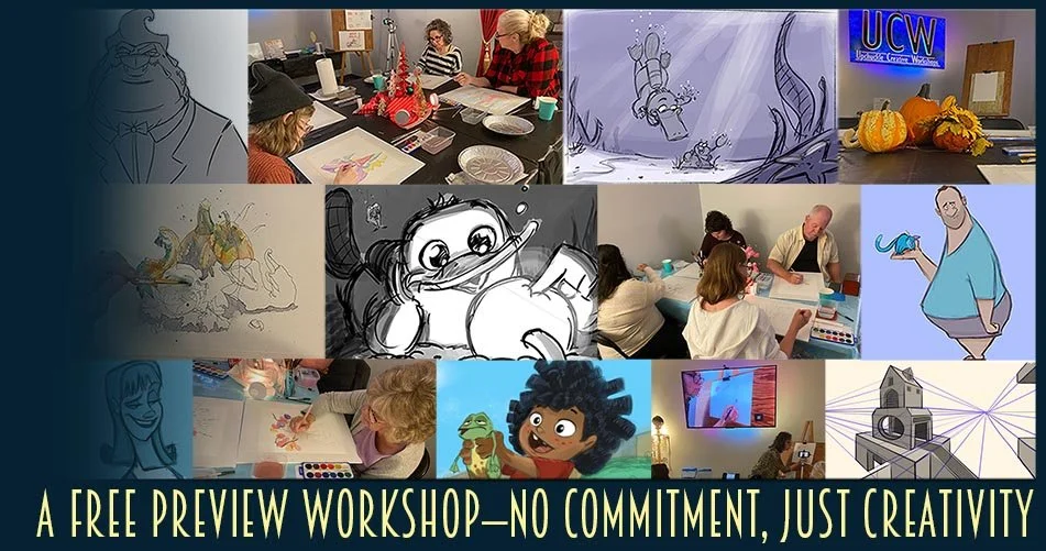 Enjoy this free 1-hour preview workshop, Creative Kickstart! Only at Upchuckle Education in Barrie, ON. For ages 14 and up. Teens and adults.