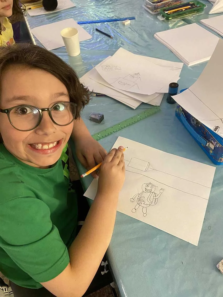 Proud artist at Cartoon Camp