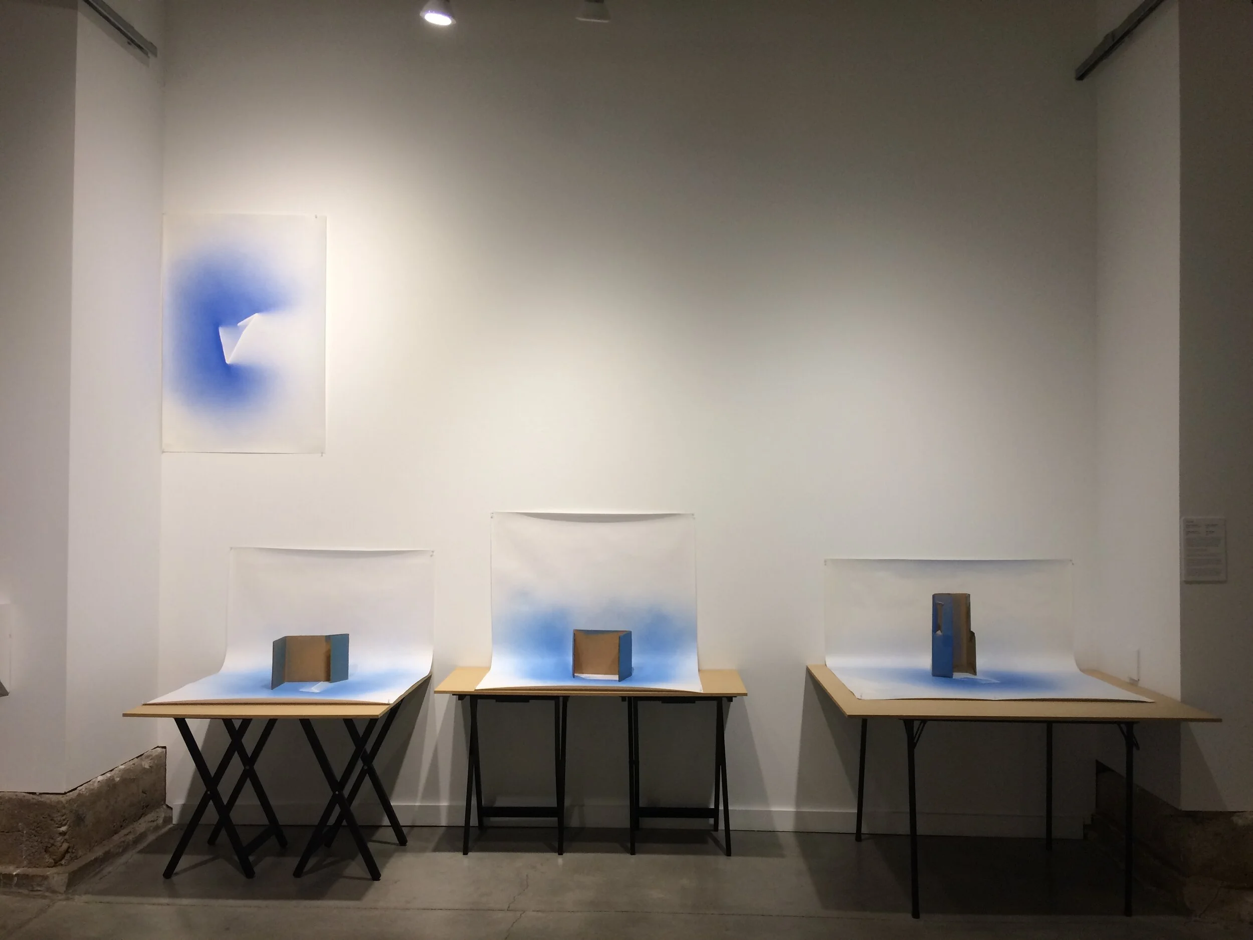 Installation view, Set-ups, small cardboards