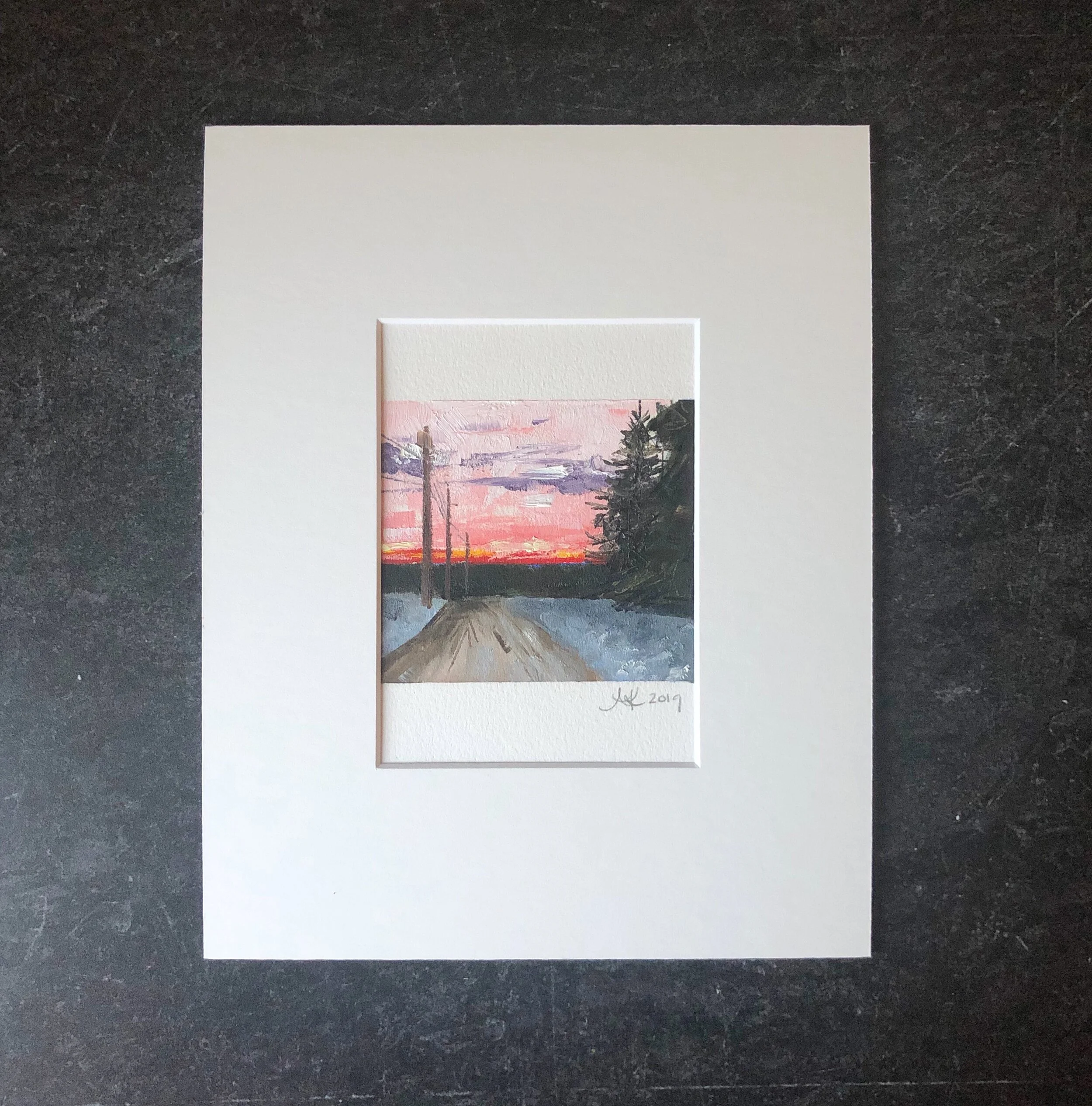Basin Drive Winter Sunrise Study Matted.jpeg
