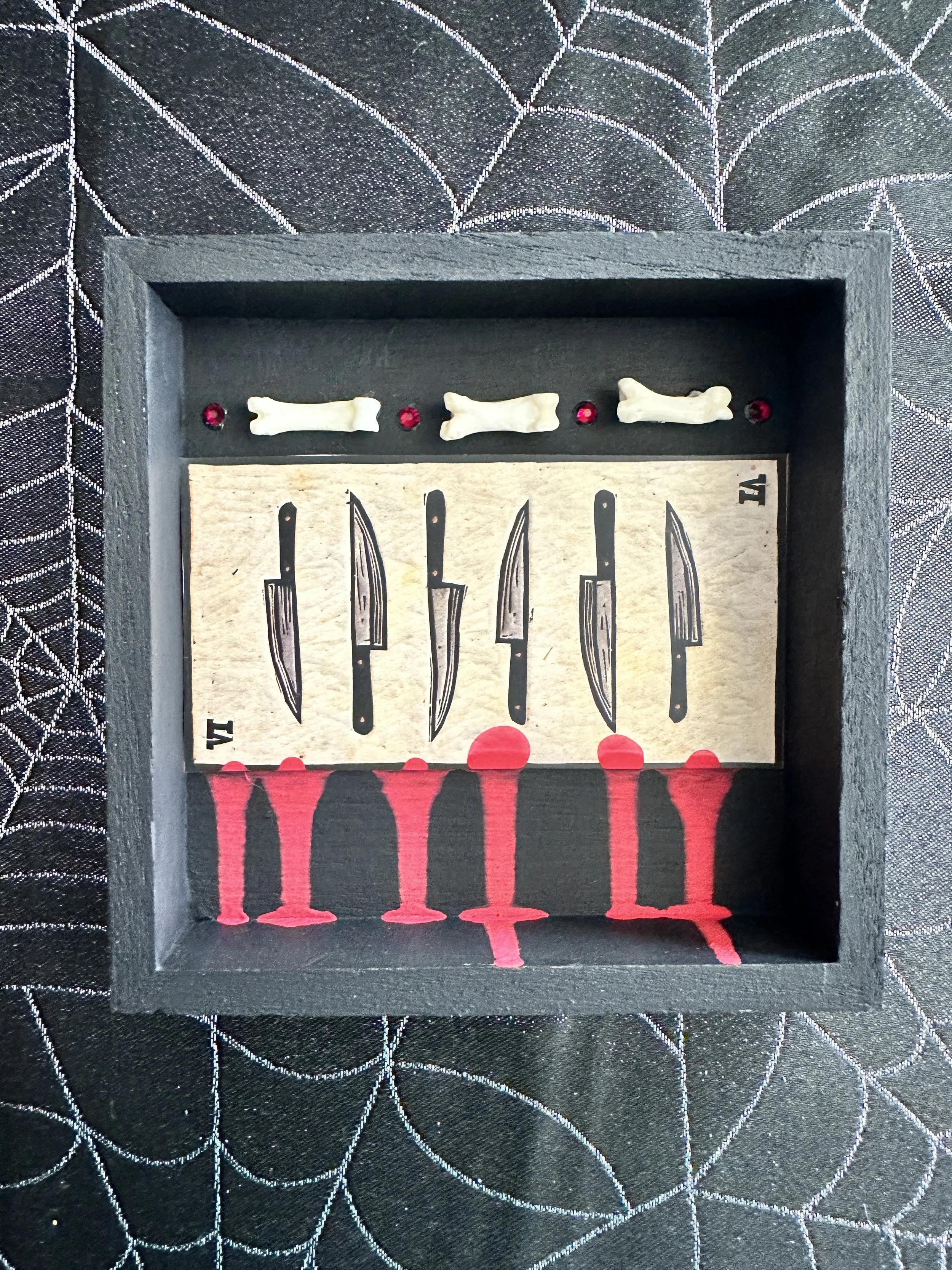 6 of Blades Shadowbox--Tarot del Toro