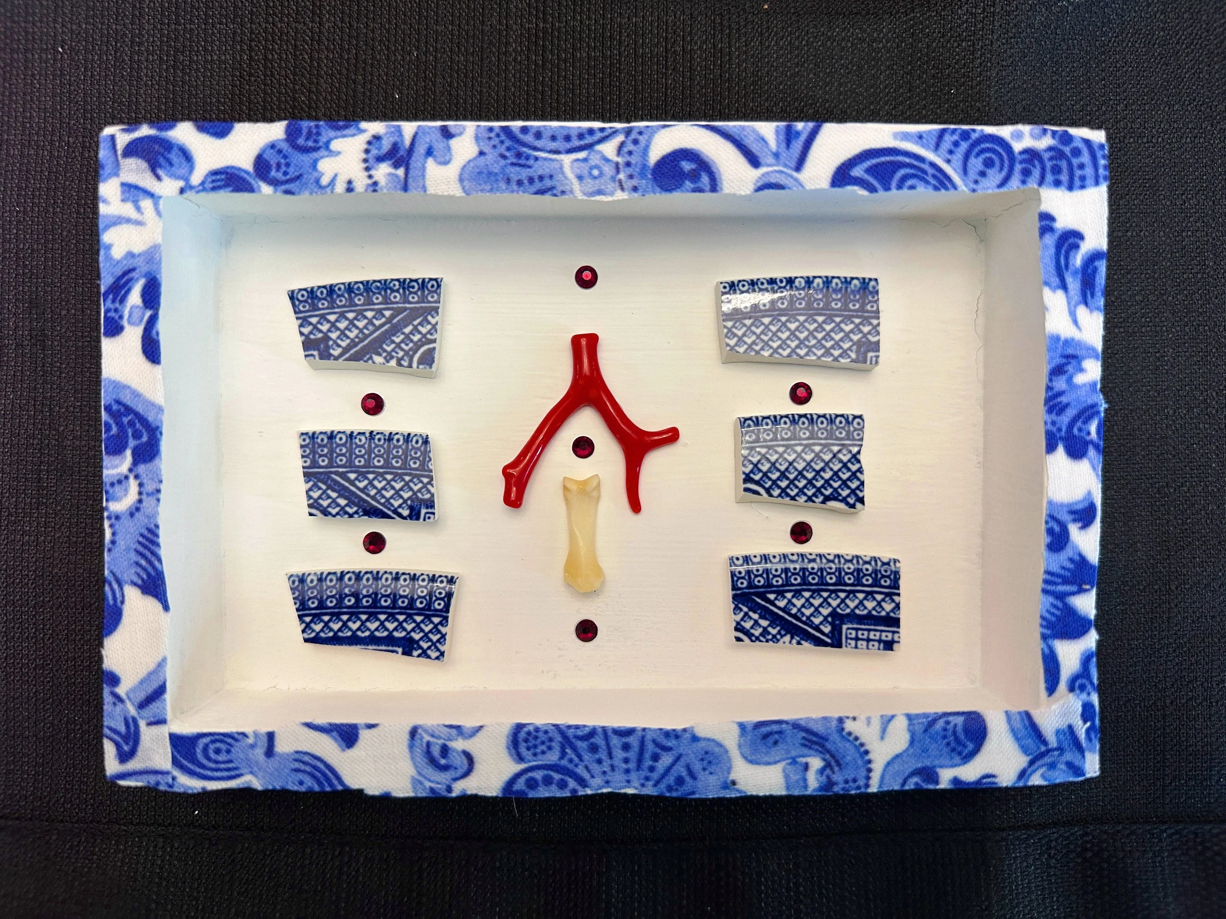 Blue China and Red Coral Shadowbox