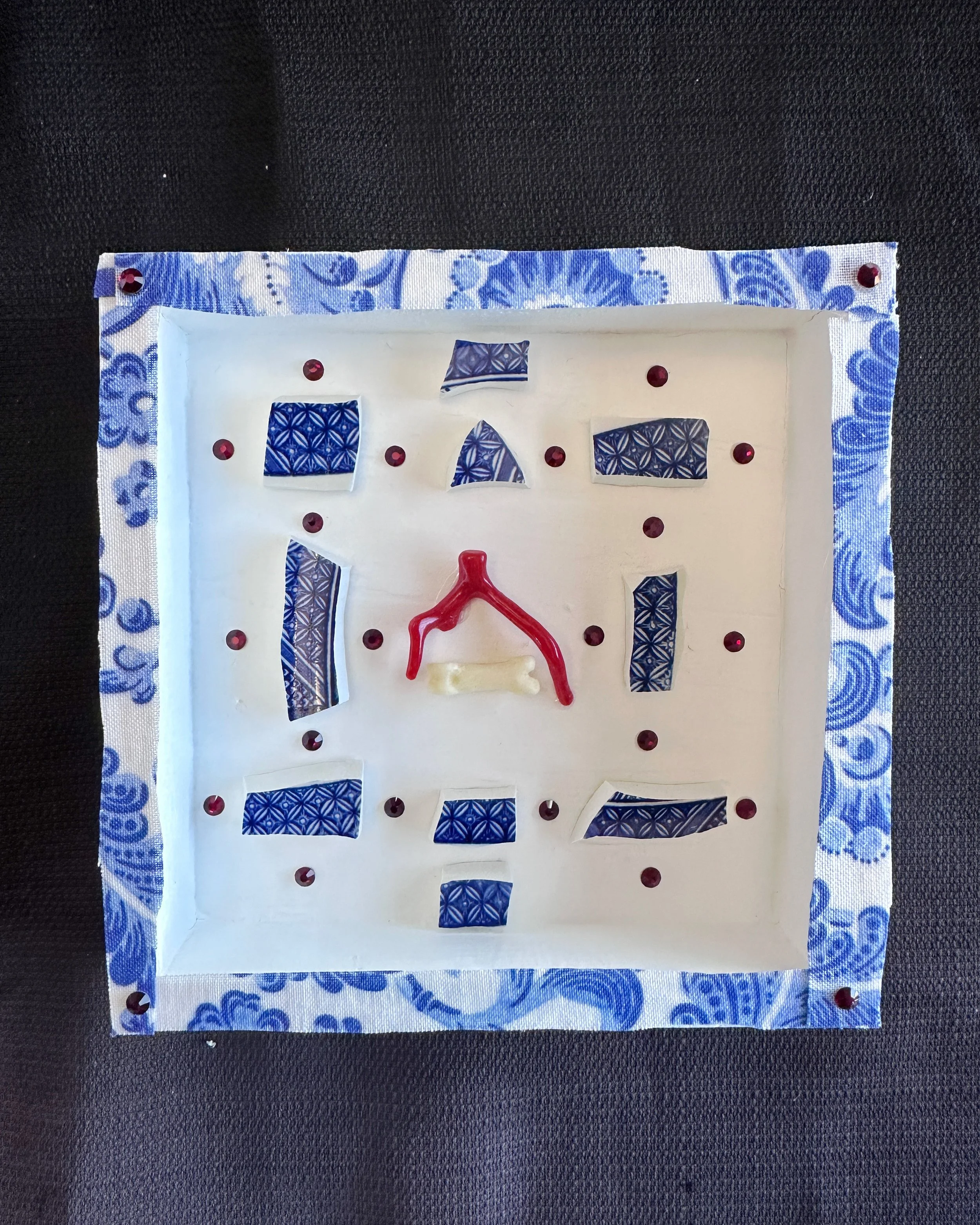 Blue China and Red Coral Shadowbox