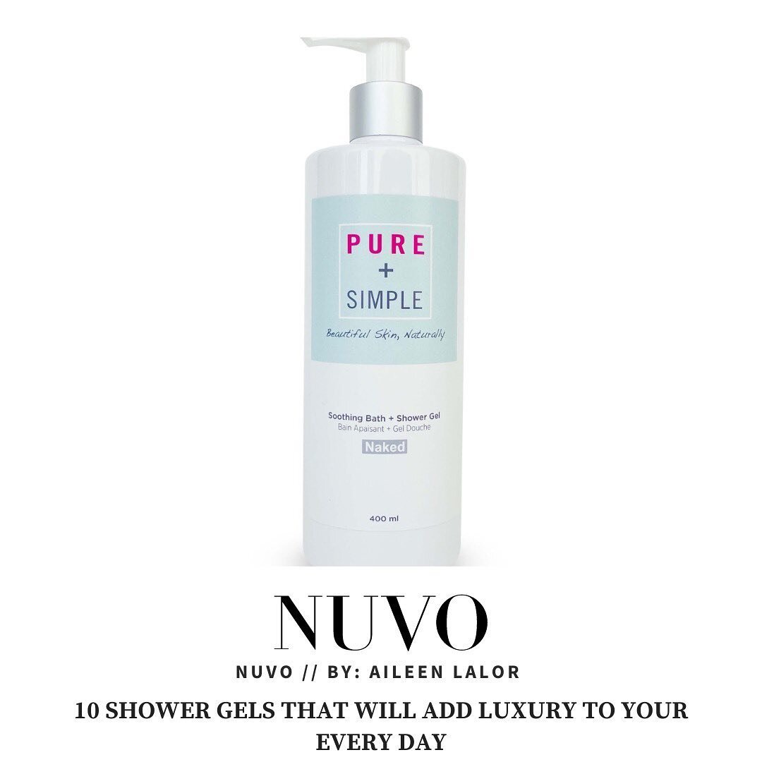 Client love // Thanks @nuvomag for featuring @pureandsimpleca soothing bath + shower gel.&nbsp;&nbsp;&ldquo;With gentle cleansing agents and moisturizing ingredients like hemp seed oil and aloe vera, this gel comes in three fragrances plus an unscent