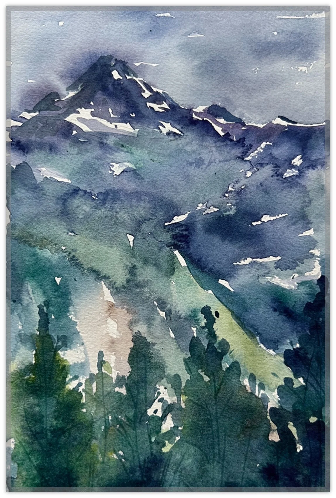 North Cascades Mountain in Blue Purple Green (8x12 only)