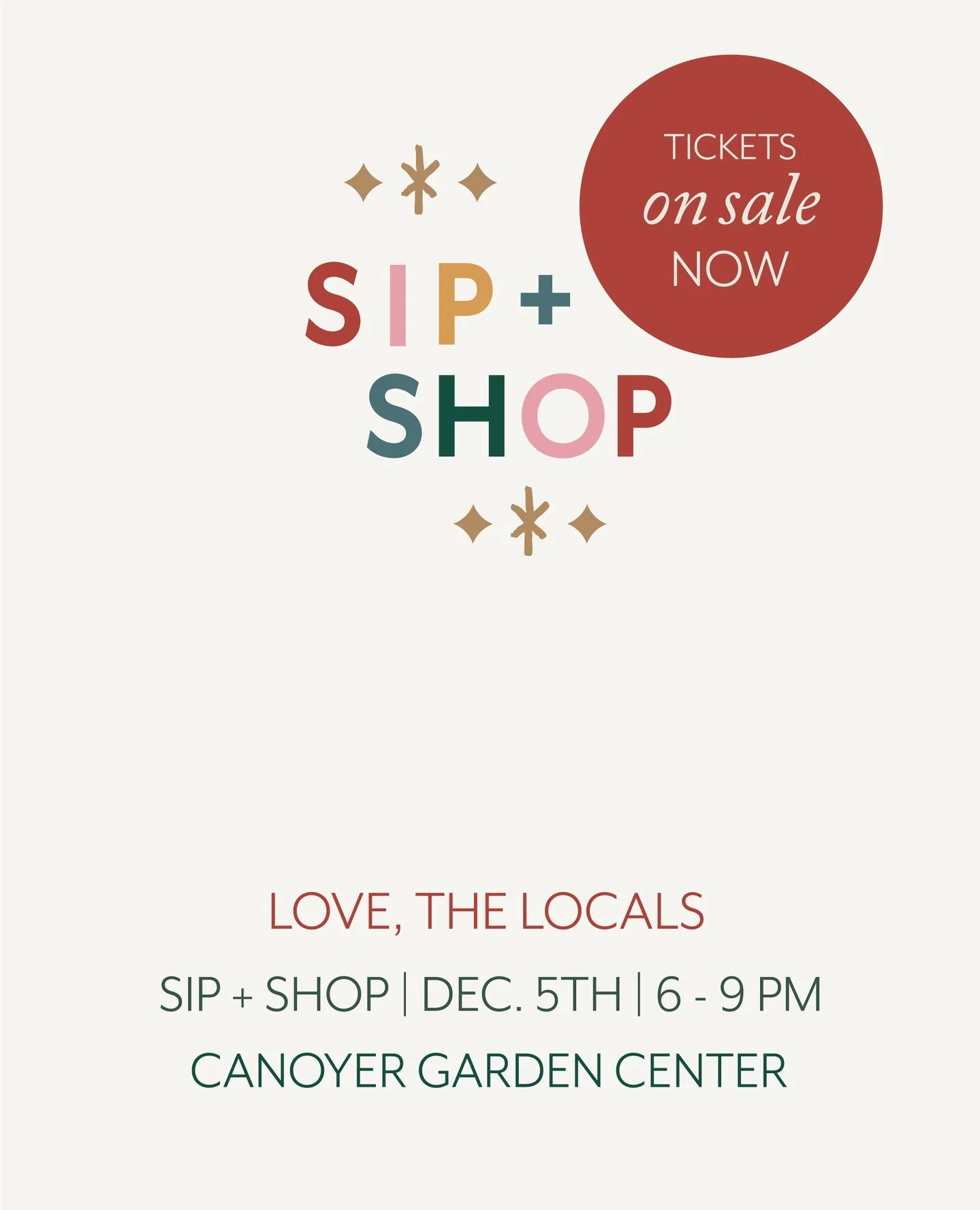 ⭐️ 🎄On Sale Now!🌲⭐️⁠
Sip + Shop Preview Night Tickets ⁠
⁠
Our Sip + Shop preview night gives shoppers a more relaxed shopping experience, plus a few perks! Join us for a more intimate evening of shopping, plus get first dibs on all the goods! ⁠Last